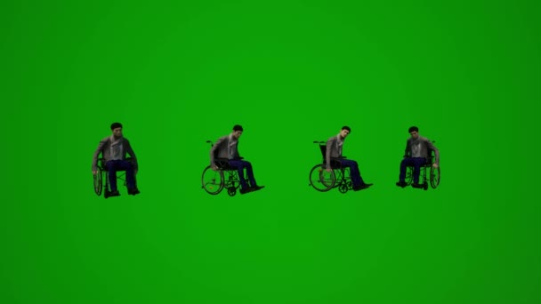 3D異なるオーストラリアの男性緑の画面の話や作業携帯電話の冬に座って — ストック動画