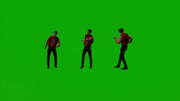 Rosyjski Turysta Zielony Ekran Taniec Imprezowanie Podróż Animacja — Wideo stockowe
