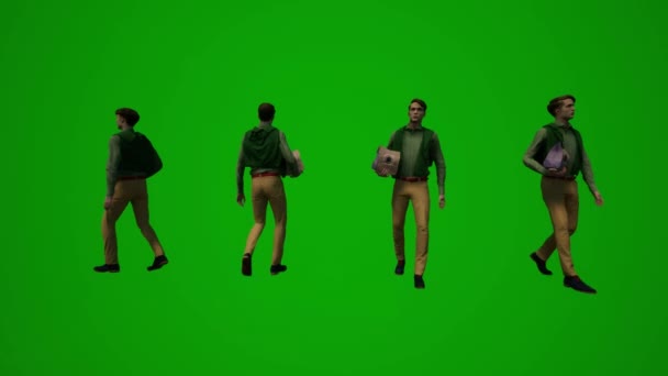Russian Tourist Man Green Screen Dancing Partying Trip Animation — Stock Video