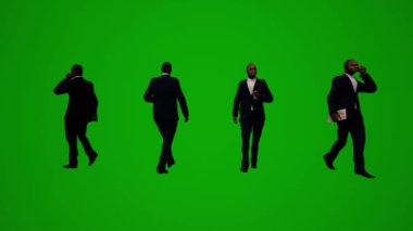 3 boyutlu erkek koruma aktör yeşil ekran alışverişi ve sinemaya birkaç farklı açıdan seyahat.
