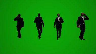 3 boyutlu erkek koruma aktör yeşil ekran alışverişi ve sinemaya birkaç farklı açıdan seyahat.