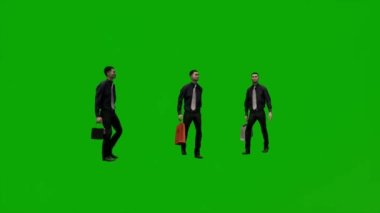 3D erkek hükümet müfettişi yeşil ekran alışverişi ve mağaza izleme ve birkaç farklı görüş