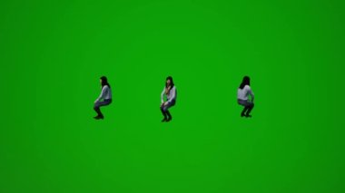 3D Asyalı satış elemanı yeşil ekran dansı ve satış mağazası için kutlama