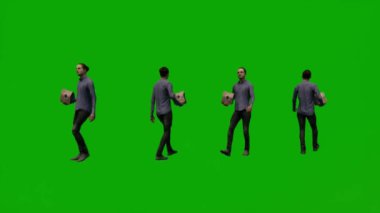 3D erkek hemşire, yeşil ekran alışverişi yapıyor ve iş arkadaşlarıyla birlikte adaya gidiyor.