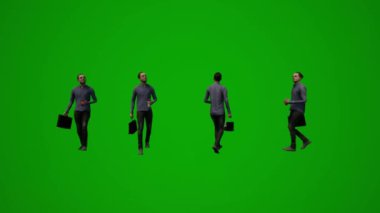 3D erkek hemşire, yeşil ekran alışverişi yapıyor ve iş arkadaşlarıyla birlikte adaya gidiyor.