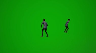 3D erkek hemşire yeşil ekran dansı yapıyor ve iş arkadaşlarıyla eğleniyor ve oteli çeşitli açılardan içiyor.