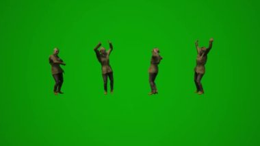 3D Avrupalı kadın ajan ve müfettiş yeşil ekran dansı ve birçok farklı açılardan insanlarla ve diğer etkinliklerle konuşma yüksek kaliteli kroma