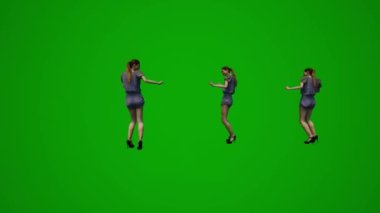 3D bayan mağaza asistanı yeşil ekran dansı ve tezahürat ve daha fazla satış ve çeşitli açılardan diğer etkinlikleri kutlamak yüksek kaliteli kroma