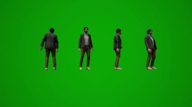 3D Amerikan erkek üniversite profesörü yeşil ekran dansı ve eğlenceli koçlar toplantısı ve çeşitli açılardan farklı aktiviteler yüksek kaliteli kroma