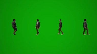 3D Amerikan erkek üniversite profesörü yeşil ekran dansı ve eğlenceli koçlar toplantısı ve çeşitli açılardan farklı aktiviteler yüksek kaliteli kroma