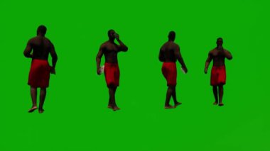 3D siyah cankurtaran botu yeşil ekranda yürüyor ve alışveriş yapıyor ve adaya birçok farklı açıdan yüksek kaliteli kroma sunuyor.