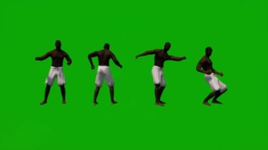 3D siyah cankurtaran botu yeşil ekranda yürüyor ve alışveriş yapıyor ve adaya birçok farklı açıdan yüksek kaliteli kroma sunuyor.