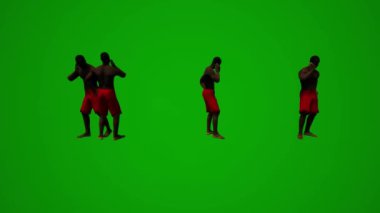 3D siyah cankurtaran botu yeşil ekranda yürüyor, ilgileniyor ve telefon ve arkadaşlarla konuşuyor.