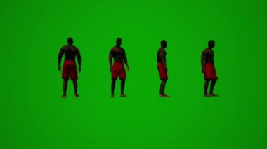 3D siyah cankurtaran botu yeşil ekranda yürüyor, ilgileniyor ve telefon ve arkadaşlarla konuşuyor.