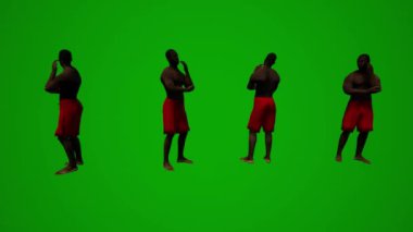 3D siyah cankurtaran botu yeşil ekranda yürüyor, ilgileniyor ve telefon ve arkadaşlarla konuşuyor.