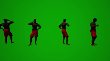 3D siyah cankurtaran botu yeşil ekranda yürüyor, ilgileniyor ve telefon ve arkadaşlarla konuşuyor.