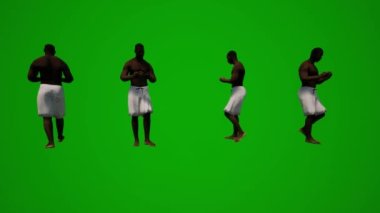 3D siyah cankurtaran botu yeşil ekranda yürüyor, ilgileniyor ve telefon ve arkadaşlarla konuşuyor.