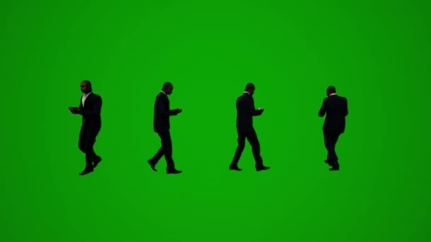 3D男性保镖男演员绿色荧幕购物和去电影院旅行有几个不同的角度 — 图库视频影像