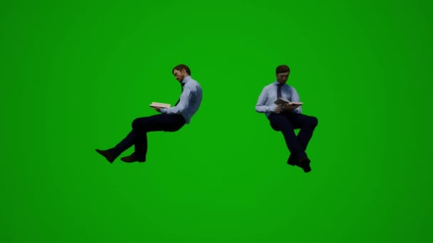 Чоловічий Федеральний Агент Зелений Екран Сидить Відпочиває Піклується Про Кілька — стокове відео