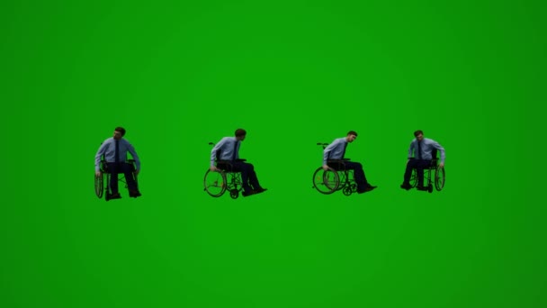 3D男性連邦捜査官緑の画面座って休息と世話をいくつかの異なる角度 — ストック動画