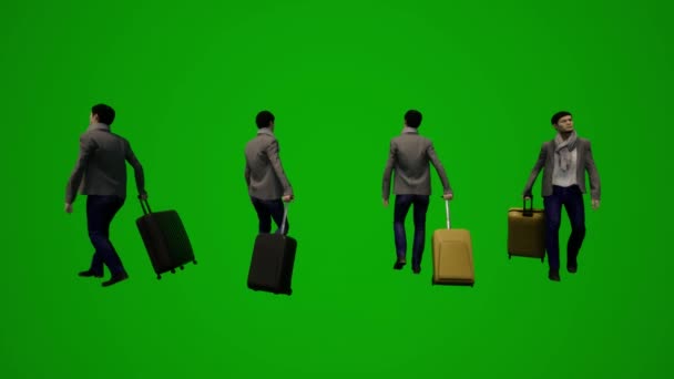 Διαφορετικές Αυστραλοί Άνδρες Πράσινο Φόντο Οθόνη Ψώνια Και Ταξίδια Για — Αρχείο Βίντεο