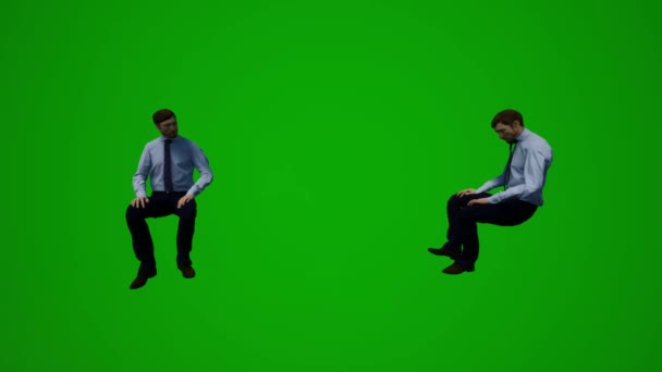 Agent Fédéral Masculin Écran Vert Assis Reposant Prenant Soin Plusieurs — Video