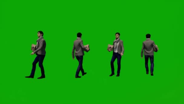 3D異なるオーストラリアの男性緑の画面の背景ショッピングと旅行のための新年の休日クロマ — ストック動画