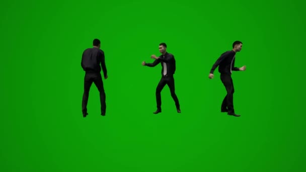 Männliche Regierungsinspektor Green Screen Tanzen Und Reden Und Fuß Durch — Stockvideo