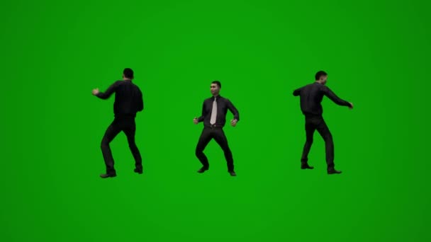 Мужчина Инспектор Правительства Зеленый Экран Танцует Говорить Ходить Офису Несколько — стоковое видео