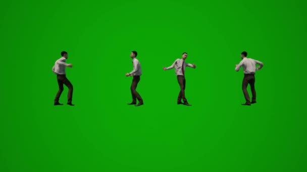 Mannelijke Overheid Inspecteur Groen Scherm Dansen Praten Lopen Rond Het — Stockvideo