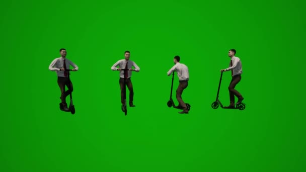 Inspector Gobierno Masculino Pantalla Verde Bailando Hablando Caminando Por Oficina — Vídeo de stock