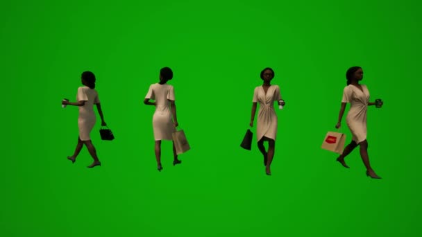 Schwarz Afrikanische Dienstmädchen Green Screen Reisen Und Einkaufen Für Hause — Stockvideo