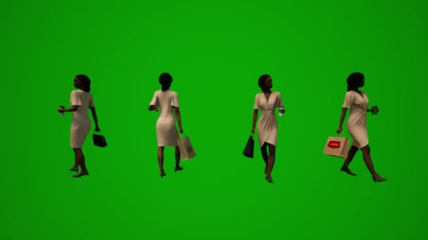 Czarny Afrykański Pokojówka Kobieta Zielony Ekran Podróży Zakupów Dla Domu — Wideo stockowe