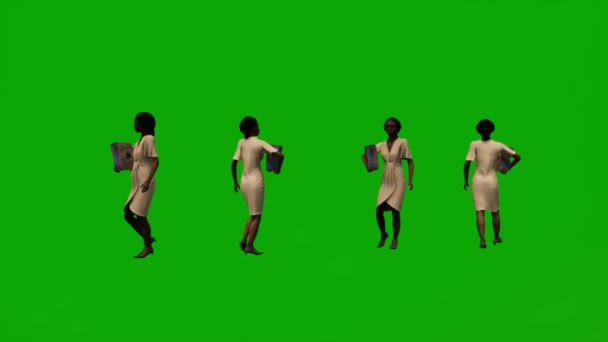 Черный Африканский Горничная Женщина Зеленый Экран Путешествия Покупки Дома Несколько — стоковое видео
