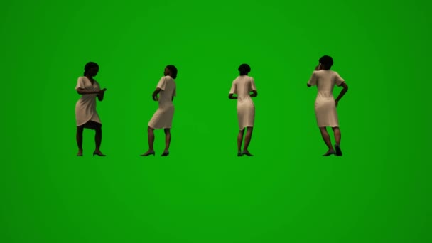 Africano Nero Cameriera Schermo Verde Parlare Camminare Lavorare Con Telefono — Video Stock