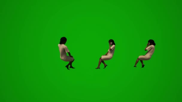 Černý Africký Pokojská Žena Sitting Zelený Screen Working Resting Několik — Stock video