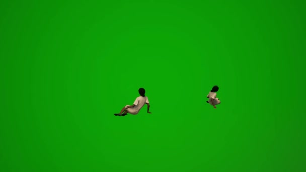 Black African Maid Woman Sitting Green Screen Working Resting Several — Stock Video
