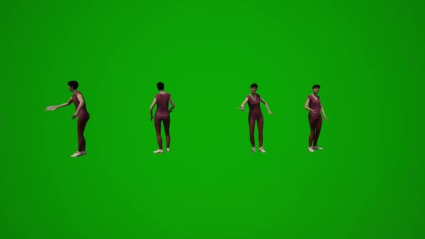 Emekli Kadın Yeşil Ekran Dansı Evde Ailesiyle Kutlama Farklı Açılardan — Stok video