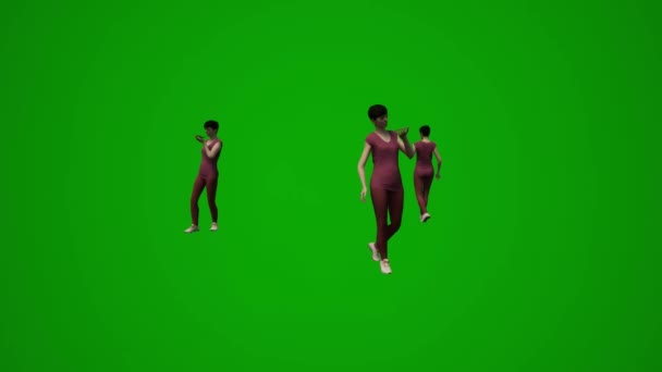 Feminino Aposentado Empregado Tela Verde Dançando Celebrando Com Família Casa — Vídeo de Stock