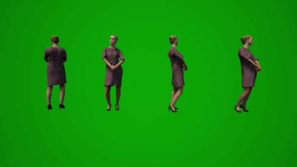 3D美国金发碧眼的女律师绿色屏幕与客户通电话 从几个不同角度处理手机和其他活动高质量的色彩 — 图库视频影像