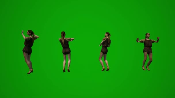 Жіночий Магазин Помічник Зеленого Екрану Танцює Підбадьорює Святкує Збільшення Продажів — стокове відео
