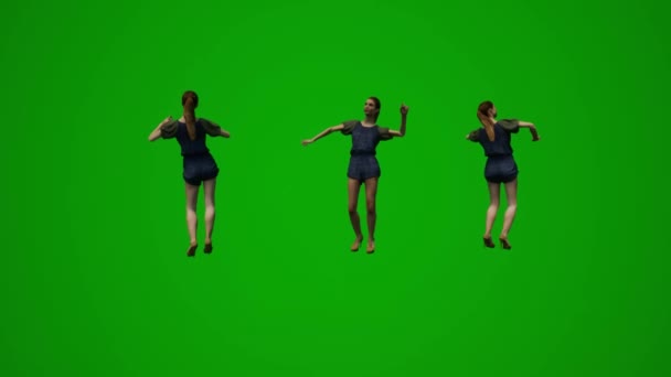 Kobieta Sklep Asystent Zielony Ekran Taniec Doping Świętowanie Dla Większej — Wideo stockowe