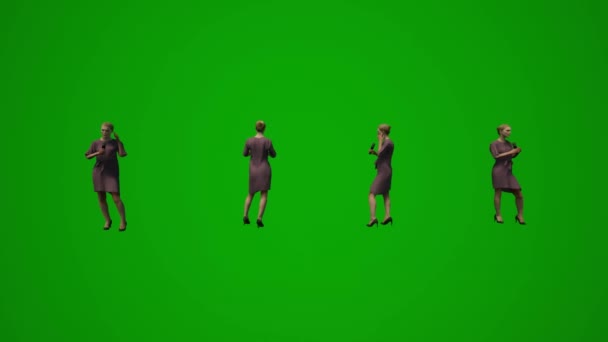 3D金发碧眼的美国女律师绿屏旅行和上街购物等活动从几个不同的角度高质量的色彩 — 图库视频影像
