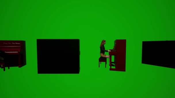 3D美式餐馆女服务员绿色荧幕坐着 轻松地阅读和饮酒咖啡馆 各种不同的观点 高品质的色泽 — 图库视频影像