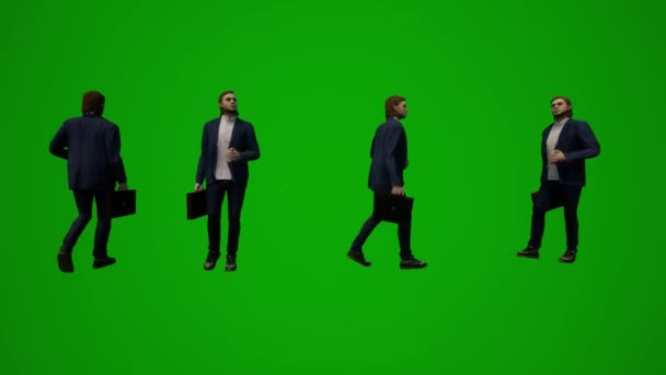 3D英語とフランス語の先生緑の画面の歩行とショッピングでブックフェア大学いくつかの異なるビュー高品質のクロマ — ストック動画