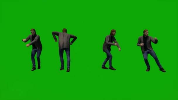 3D英语和法语教师绿色荧幕在学校员工聚会上跳舞 聚会和饮酒多观高质量色彩斑斓 — 图库视频影像