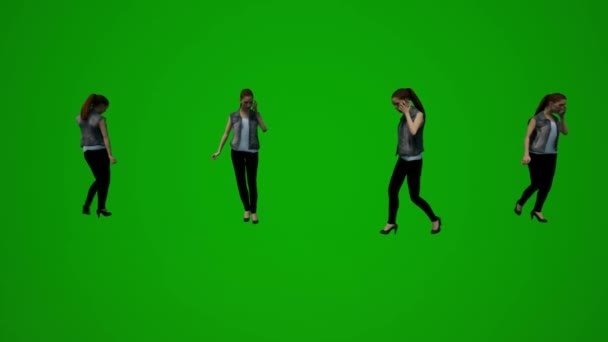 3D各种泰国和日本男性绿色屏幕背景 与朋友和同事在手机派对上交谈 — 图库视频影像