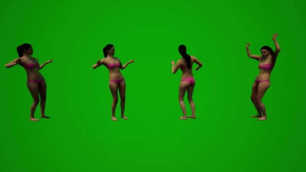 Зняли Красиву Американську Жінку Зеленому Екрані Танець Святкування Вечірці Друзями — стокове відео