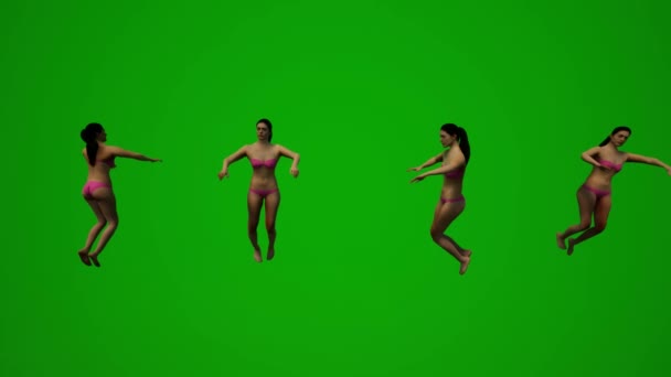 Съемки Красивая Американская Женщина Зеленый Экран Фон Танцы Празднование Вечеринке — стоковое видео