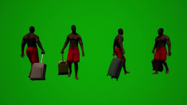 Negro Bote Salvavidas Pantalla Verde Caminando Compras Hablando Isla Varias — Vídeos de Stock